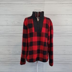 Old Navy Pullover Red and Black Checkered Fleece Womens Size M